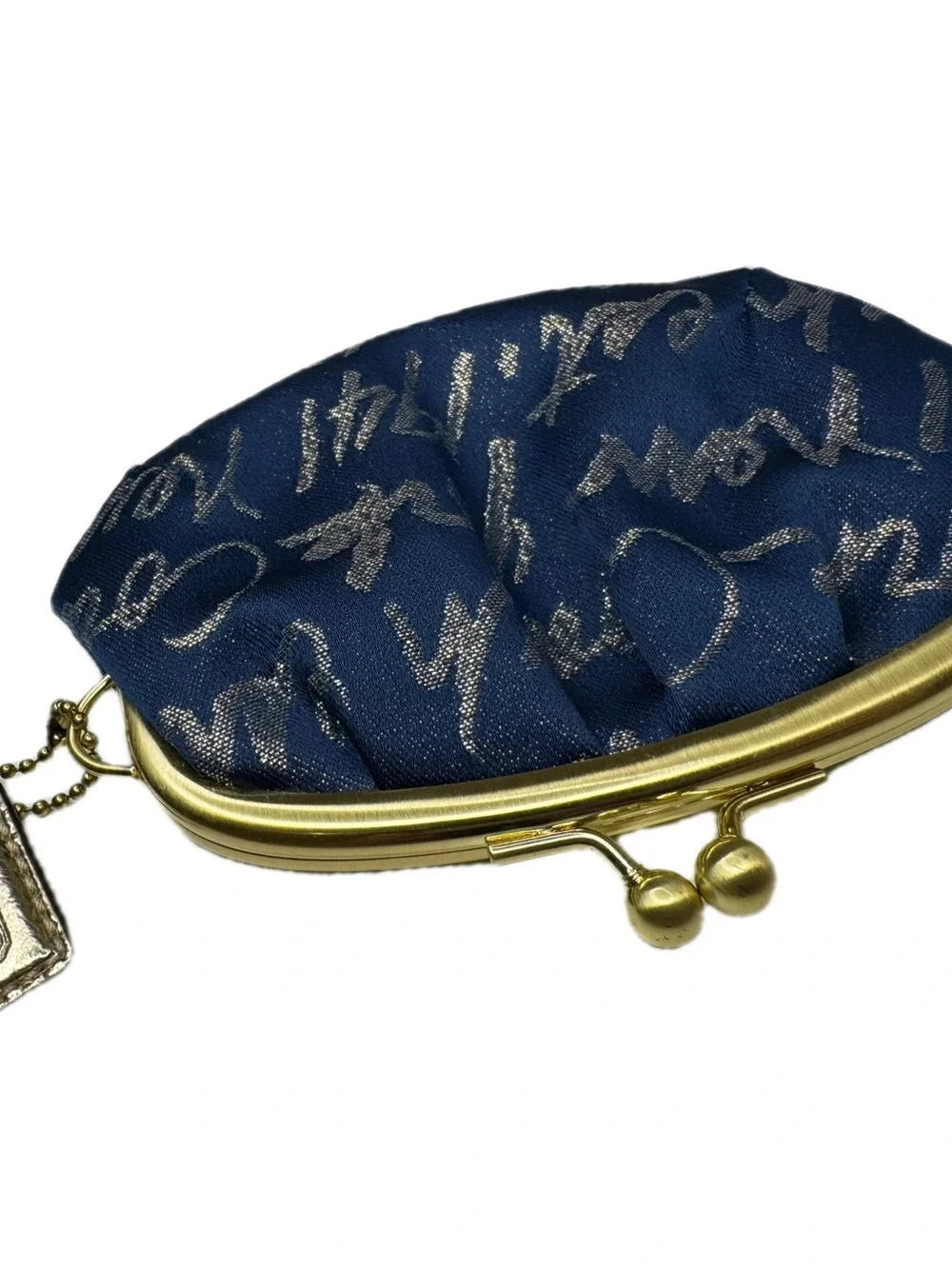 Coach Y2K Poppy Signature Script Kisslock Navy Frame Coin Bag Purse F61036 EUC
